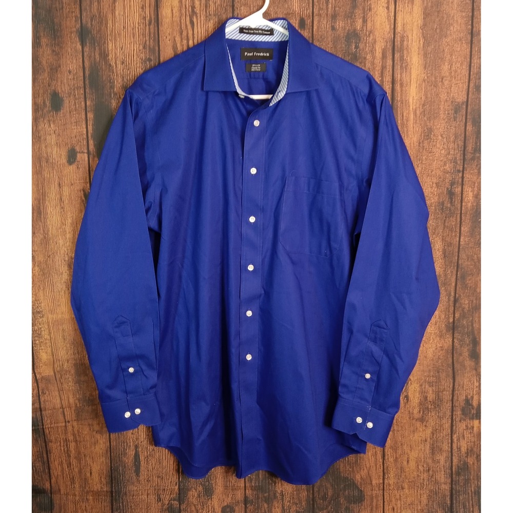 Paul Fredrick Mens Purple Shirt 15.5 x 34 Classic Fit Non-Iron Cotton Solid